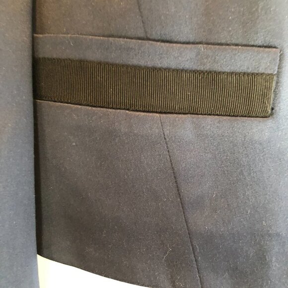 Rebecca Taylor Navy and Black Satin Cropped Tuxedo Jacket, Sz 4 - Picture 13 of 14